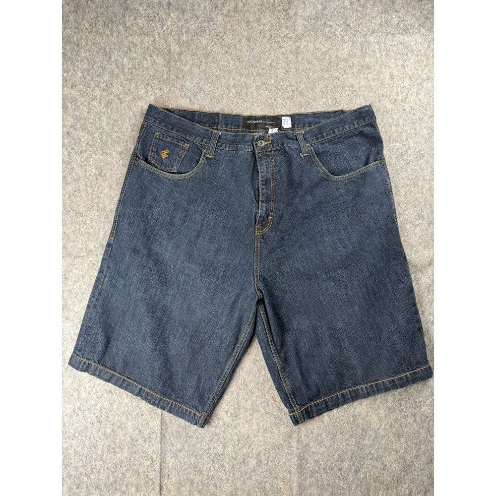 Rocawear Shorts Mens 45 Blue Baggy Jorts Hip Hop Dark Wash Denim Skater Y2K